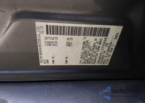 2020 Nissan Maxima Sv Xtronic Cvt from USA, damaged, VIN 1N4AA6CV8LC374098